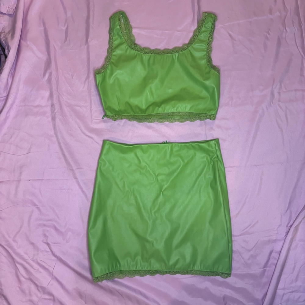 SHEIN Lime Green Lace Skirt Set